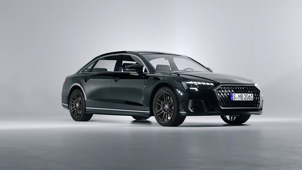 Audi A8 L 2022 on HRE Performance Wheels 312-GT forged wheels, front three-quarter view