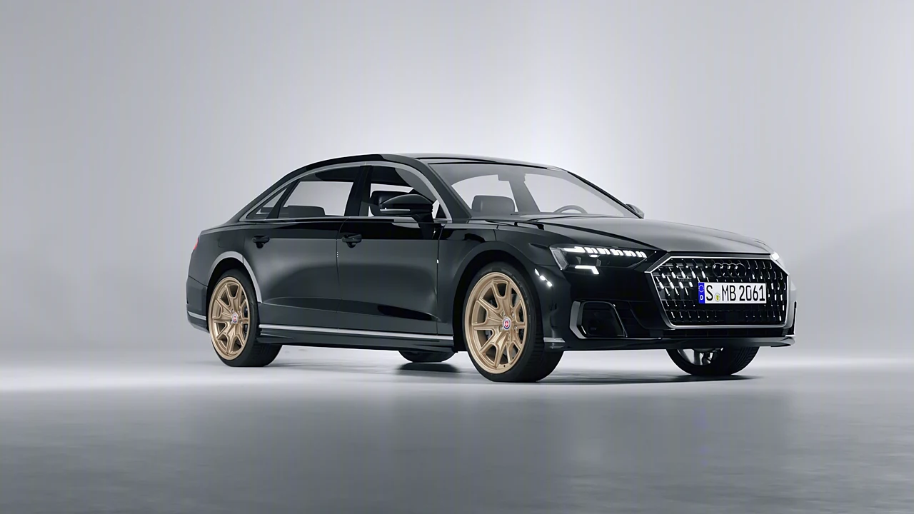 Audi A8 L 2022 on HRE Performance Wheels 427M forged wheels, front three-quarter view