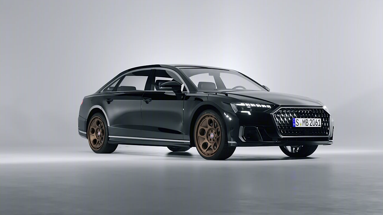 Audi A8 L 2022 on HRE Performance Wheels 454-GTM forged wheels, front three-quarter view