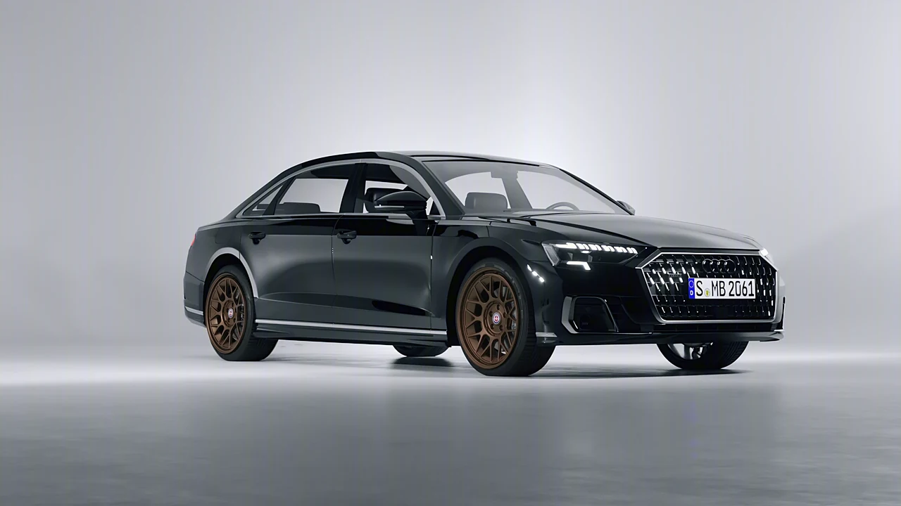 Audi A8 L 2022 on HRE Performance Wheels 500-GTM forged wheels, front three-quarter view