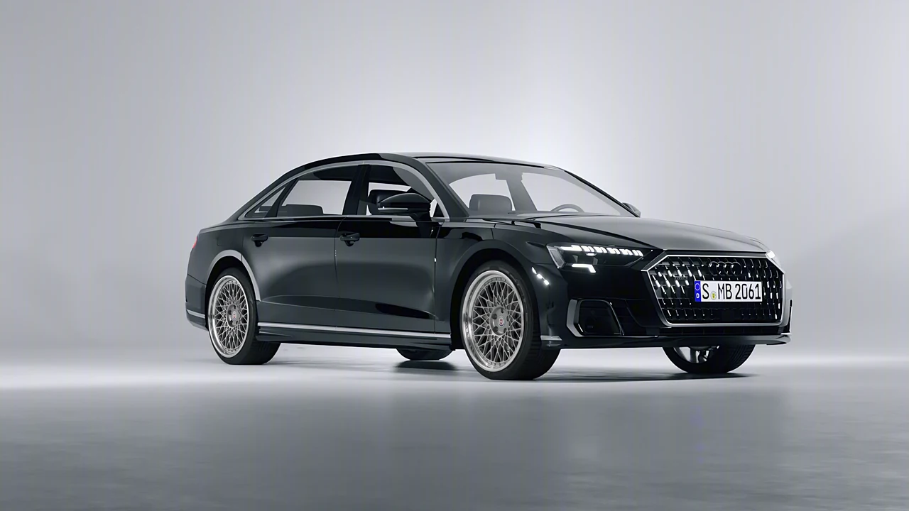 Audi A8 L 2022 on HRE Performance Wheels 501 forged wheels, front three-quarter view