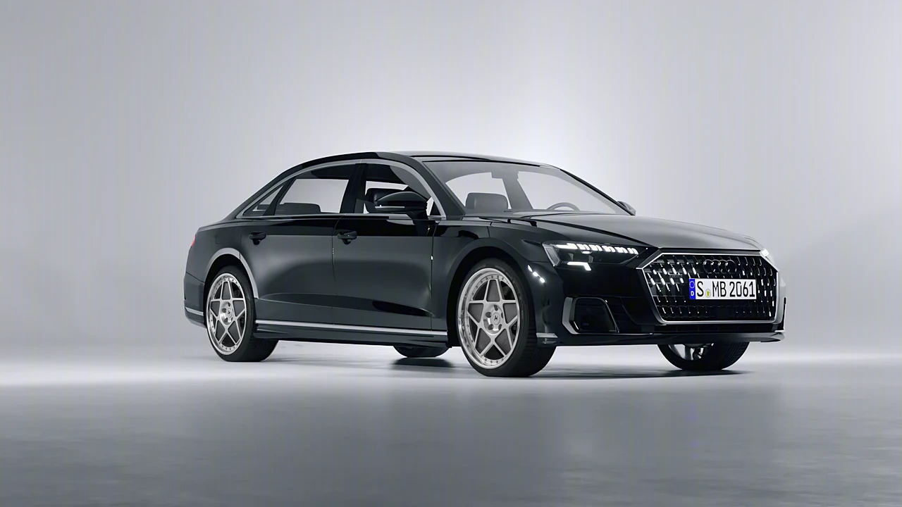 Audi A8 L 2022 on HRE Performance Wheels 505 forged wheels, front three-quarter view