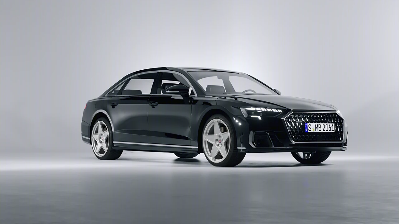 Audi A8 L 2022 on HRE Performance Wheels 505M forged wheels, front three-quarter view