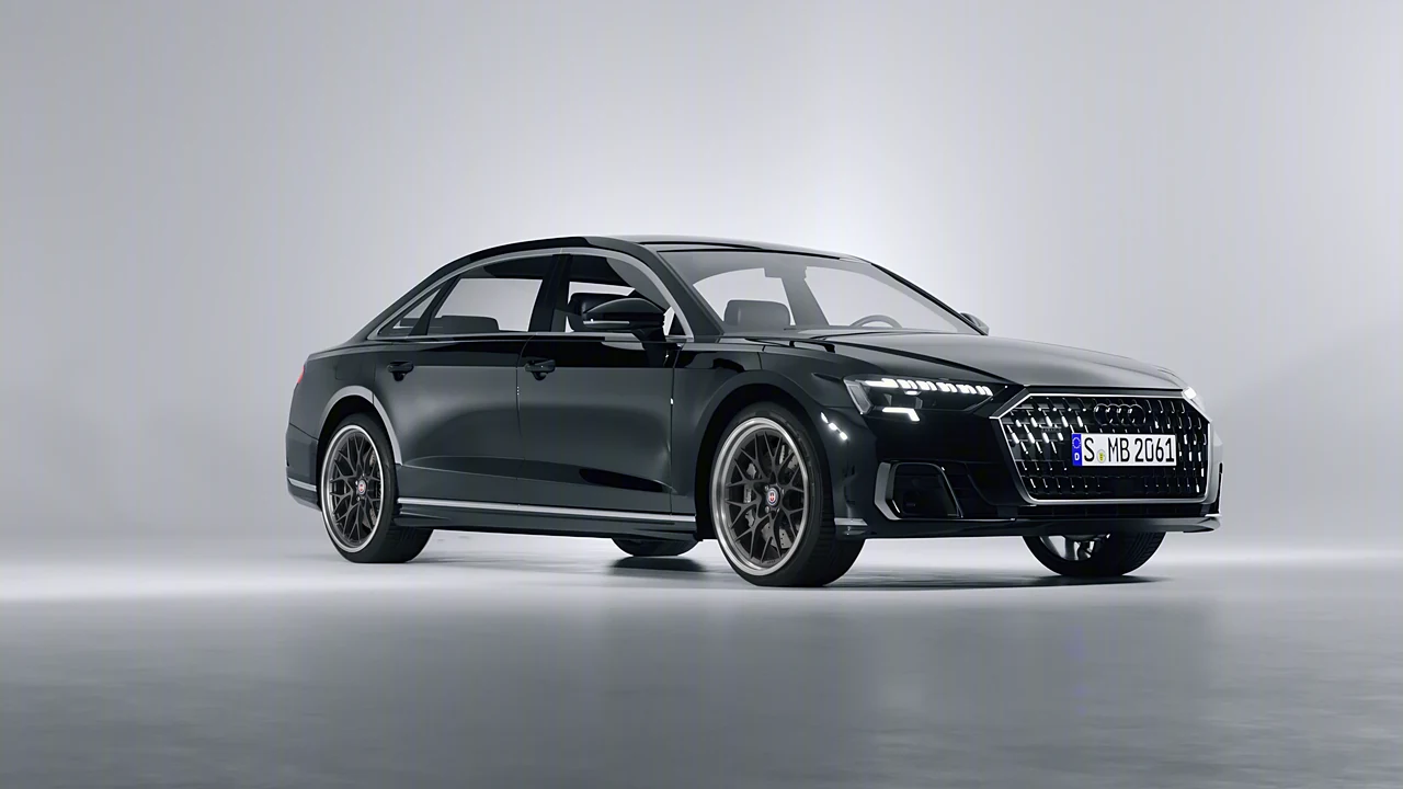 Audi A8 L 2022 on HRE Performance Wheels 520 forged wheels, front three-quarter view