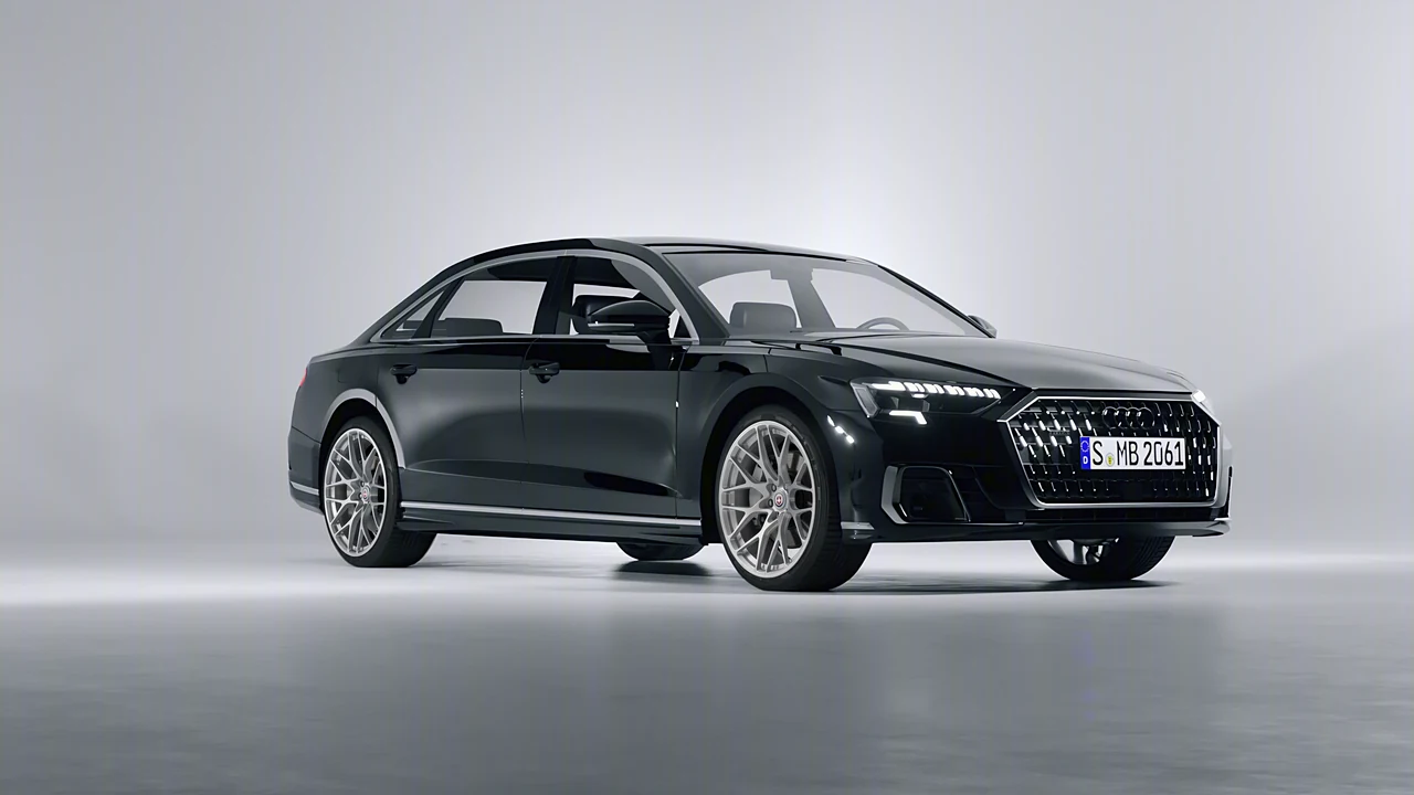Audi A8 L 2022 on HRE Performance Wheels 520M forged wheels, front three-quarter view