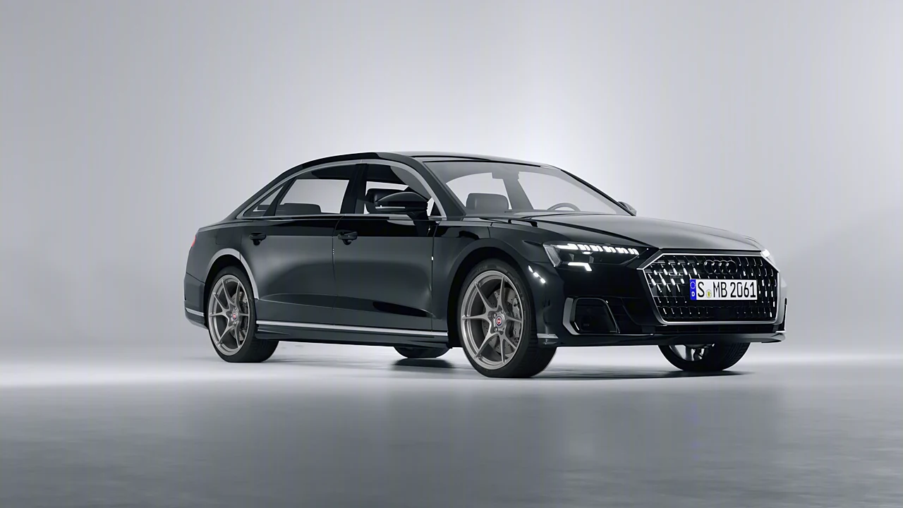Audi A8 L 2022 on HRE Performance Wheels 521M forged wheels, front three-quarter view