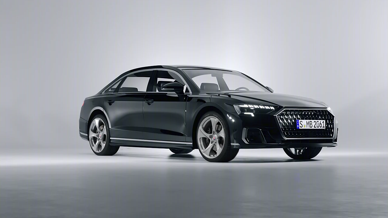 Audi A8 L 2022 on HRE Performance Wheels 522M forged wheels, front three-quarter view