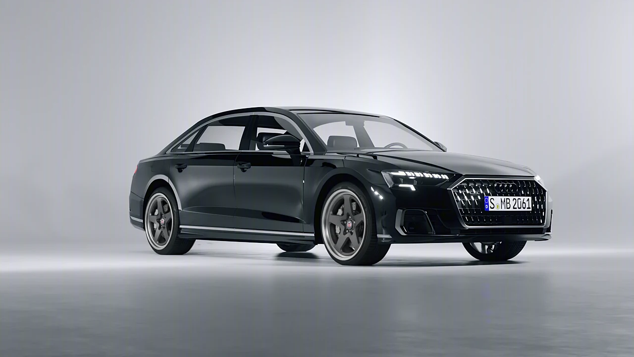 Audi A8 L 2022 on HRE Performance Wheels 527 forged wheels, front three-quarter view