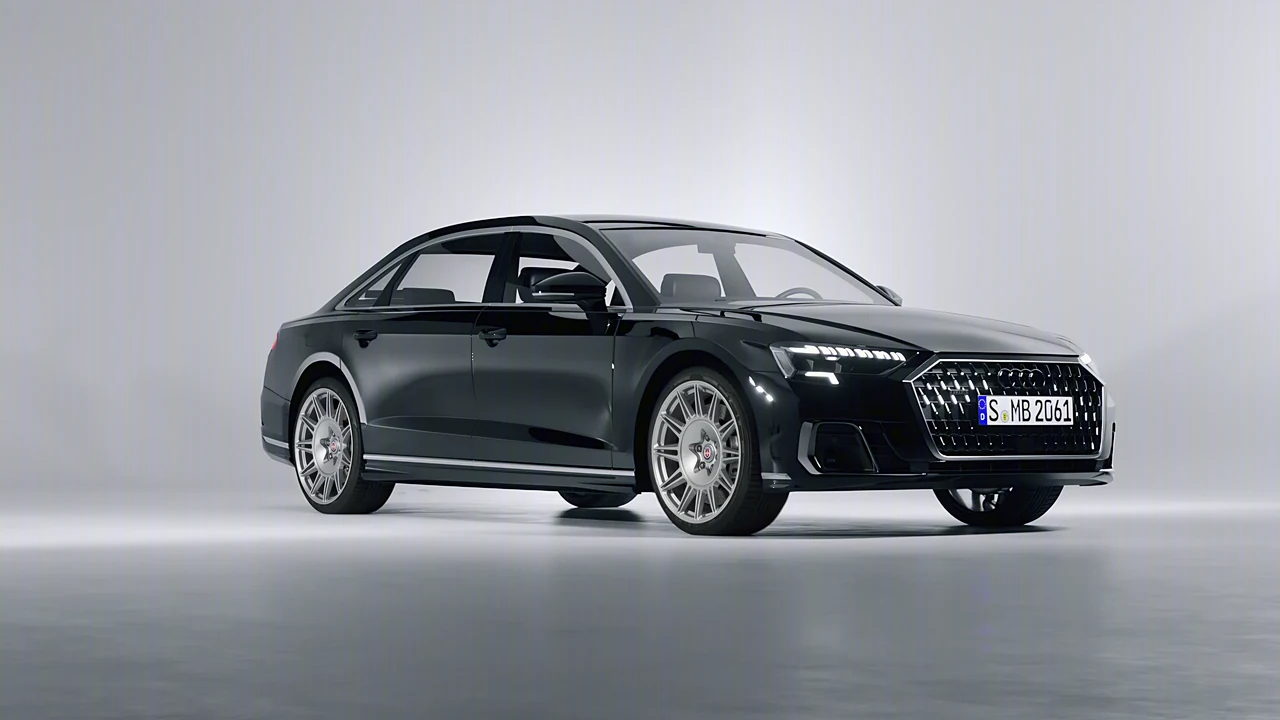 Audi A8 L 2022 on HRE Performance Wheels 528M forged wheels, front three-quarter view