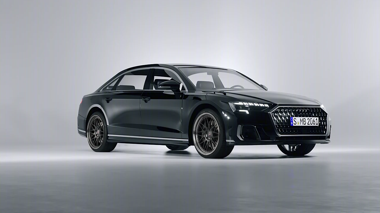 Audi A8 L 2022 on HRE Performance Wheels 540 forged wheels, front three-quarter view
