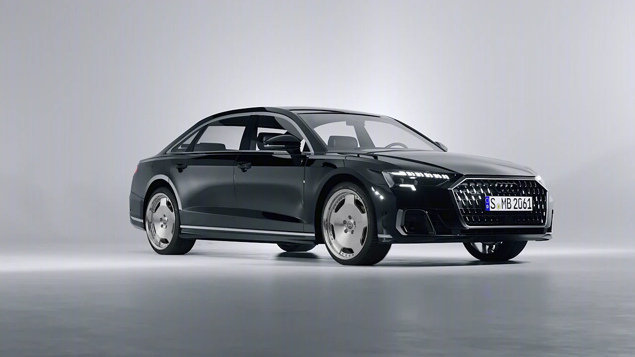Audi A8 L 2022 on HRE Performance Wheels 544 forged wheels, front three-quarter view