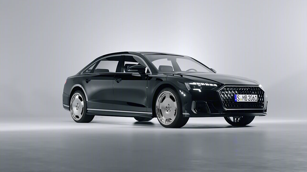 Audi A8 L 2022 on HRE Performance Wheels 544C forged wheels, front three-quarter view