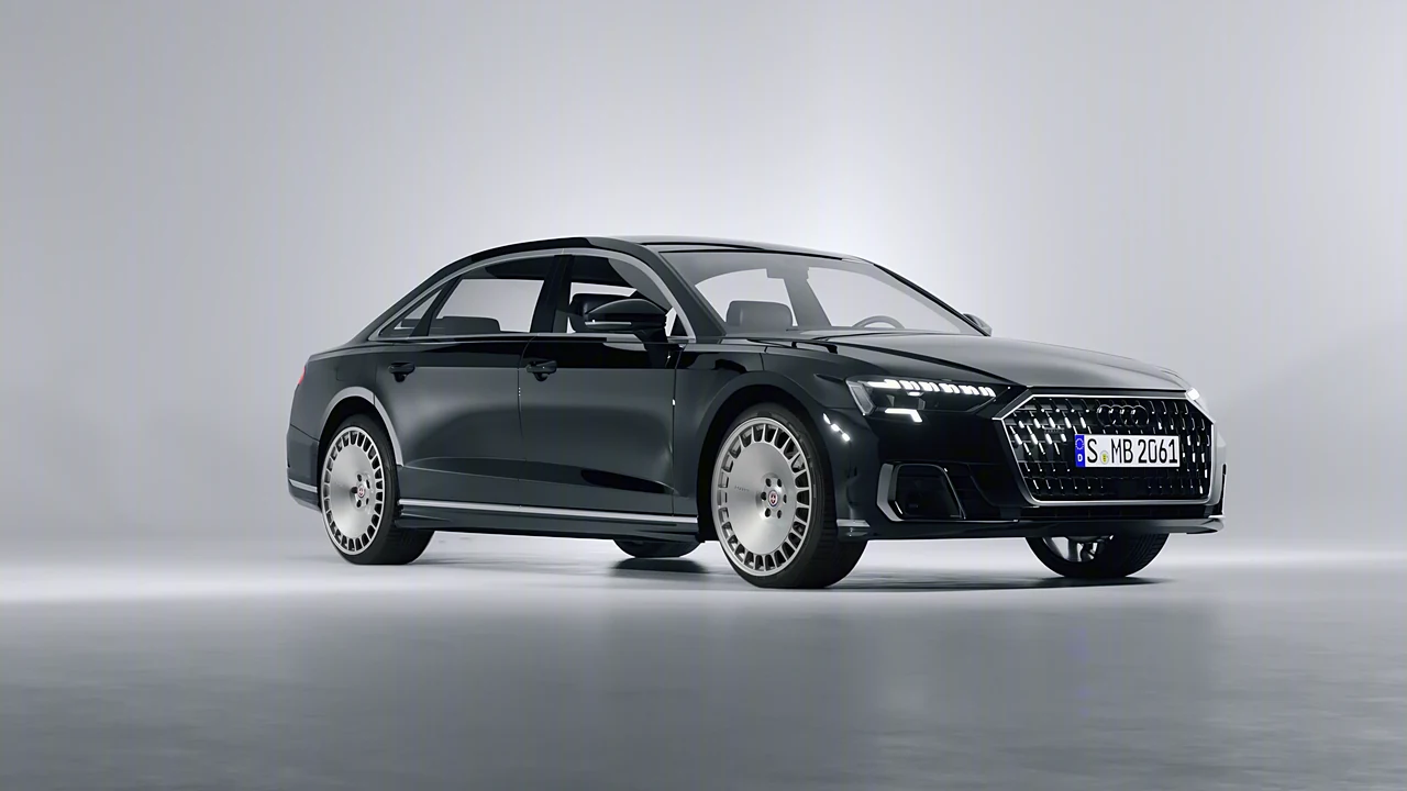Audi A8 L 2022 on HRE Performance Wheels 935M forged wheels, front three-quarter view