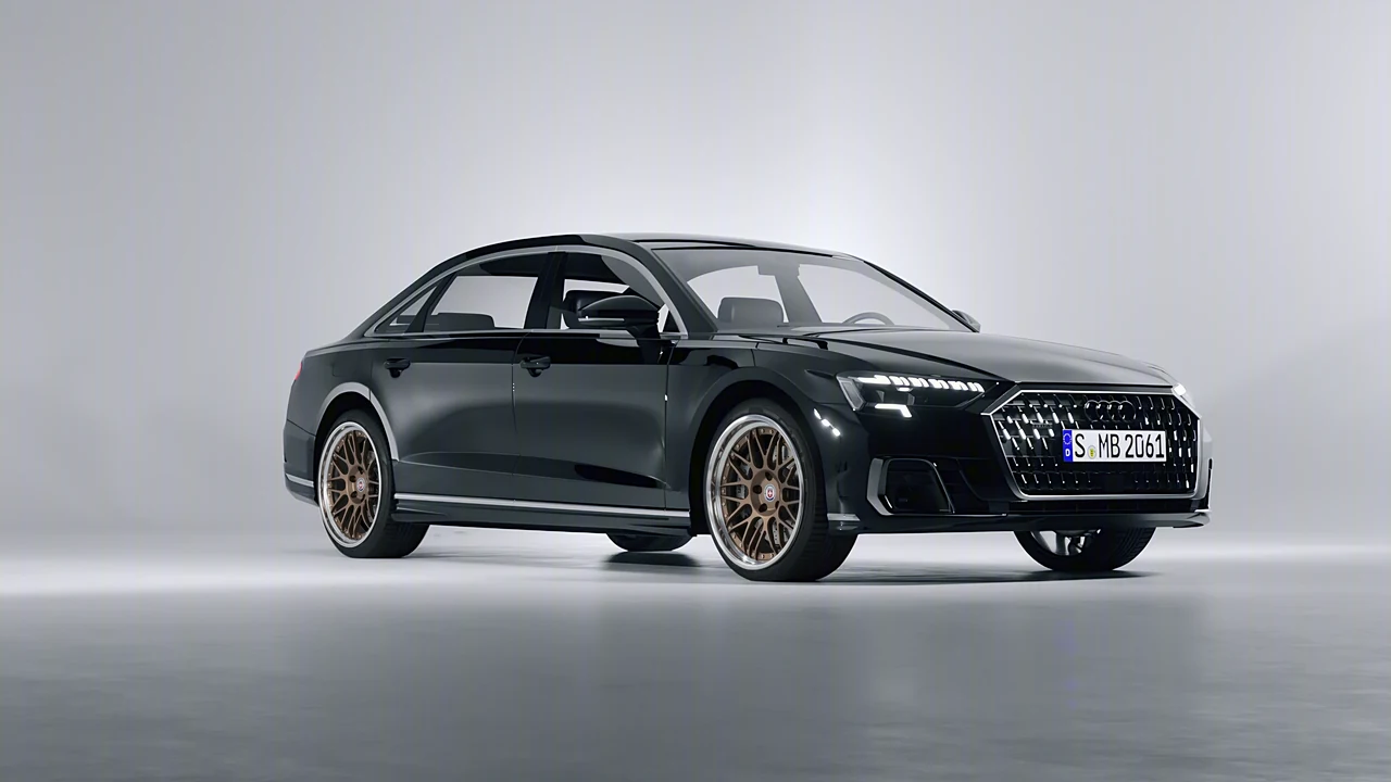 Audi A8 L 2022 on HRE Performance Wheels C100 forged wheels, front three-quarter view