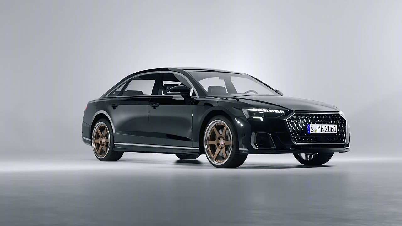Audi A8 L 2022 on HRE Performance Wheels C106 forged wheels, front three-quarter view