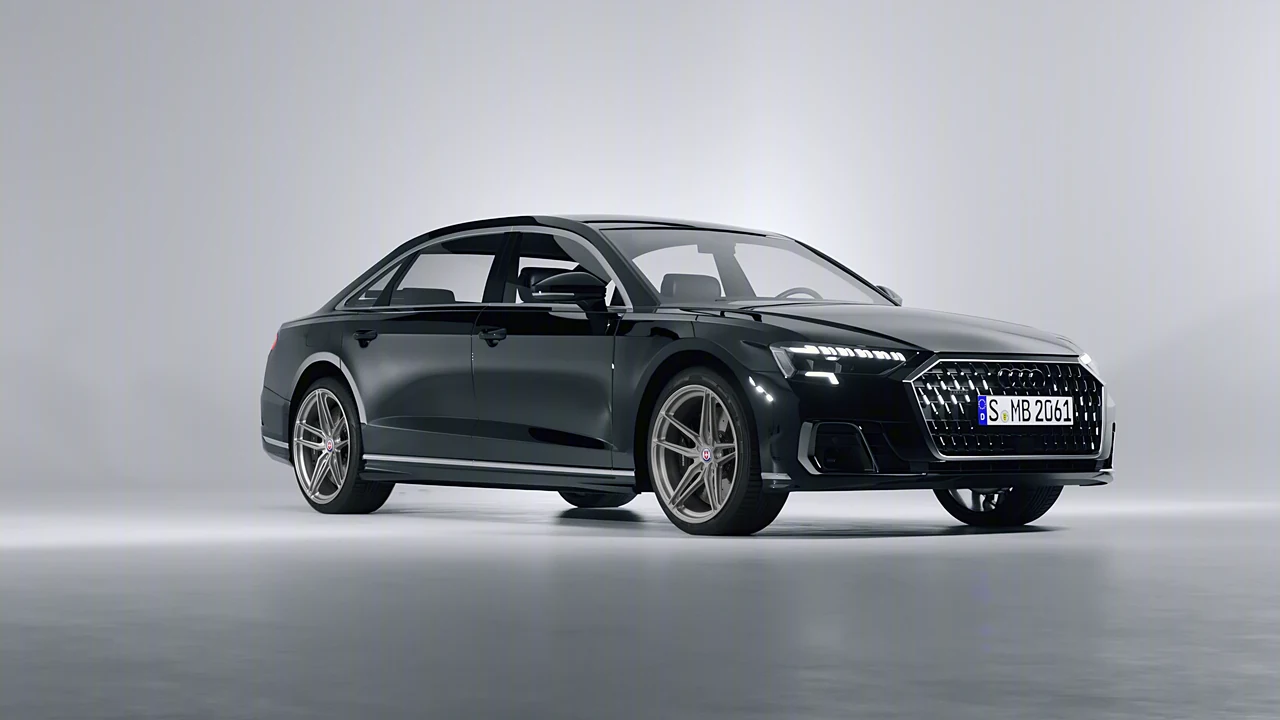 Audi A8 L 2022 on HRE Performance Wheels P107SC forged wheels, front three-quarter view