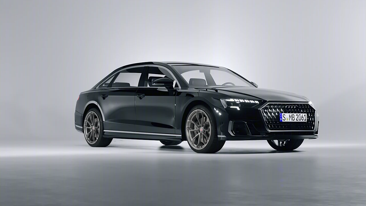 Audi A8 L 2022 on HRE Performance Wheels P201 forged wheels, front three-quarter view