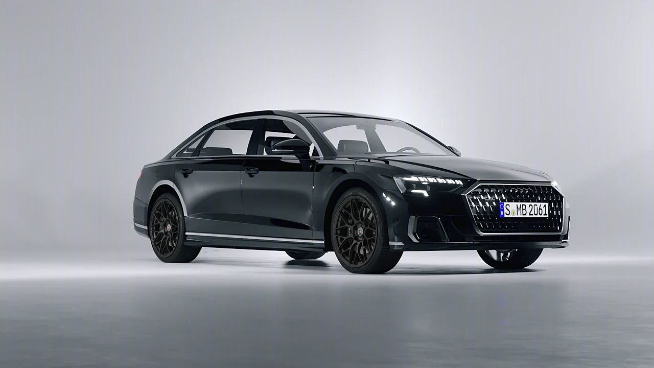 Audi A8 L 2022 on HRE Performance Wheels RC100 forged wheels, front three-quarter view