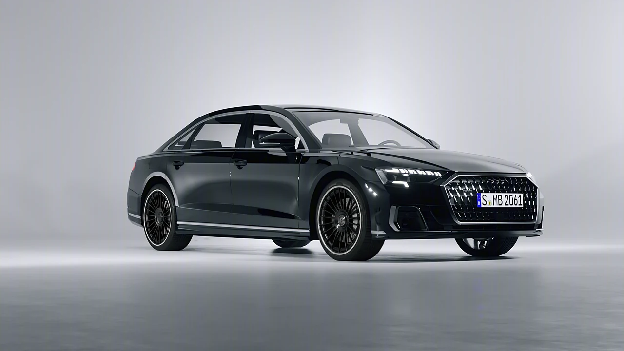 Audi A8 L 2022 on RDB LA Twenty Two forged wheels, front three-quarter view