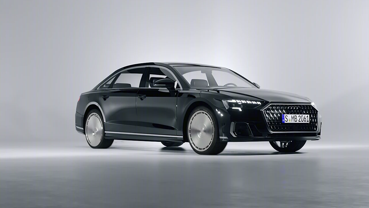 Audi A8 L 2022 on RDB LA Zero forged wheels, front three-quarter view
