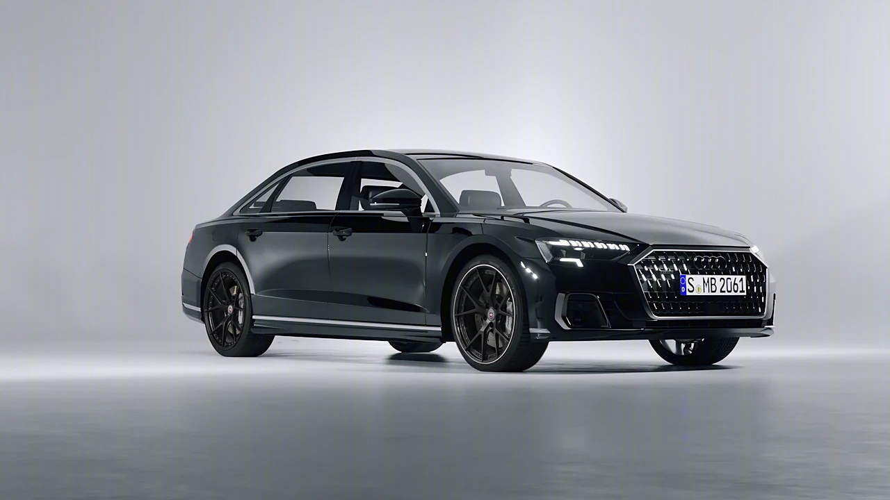 Audi A8 L 2022 on HRE Performance Wheels S101 forged wheels, front three-quarter view