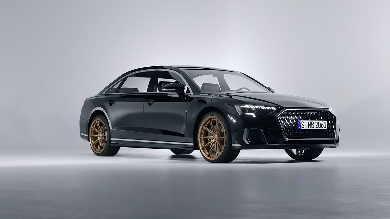 Audi A8 L 2022 on HRE Performance Wheels S104SC forged wheels, front three-quarter view