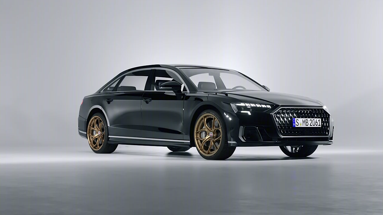 Audi A8 L 2022 on HRE Performance Wheels S111SC forged wheels, front three-quarter view