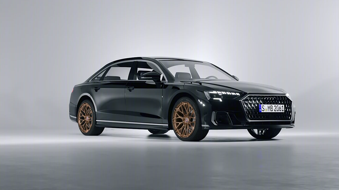 Audi A8 L 2022 on HRE Performance Wheels S200H forged wheels, front three-quarter view