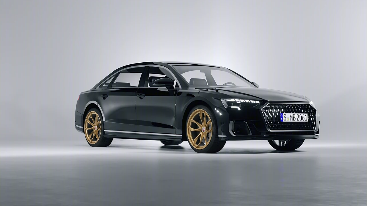 Audi A8 L 2022 on HRE Performance Wheels S201H forged wheels, front three-quarter view
