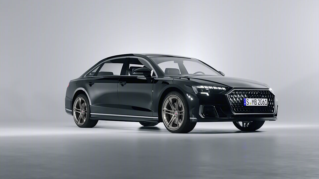 Audi A8 L 2022 on HRE Performance Wheels S207 forged wheels, front three-quarter view