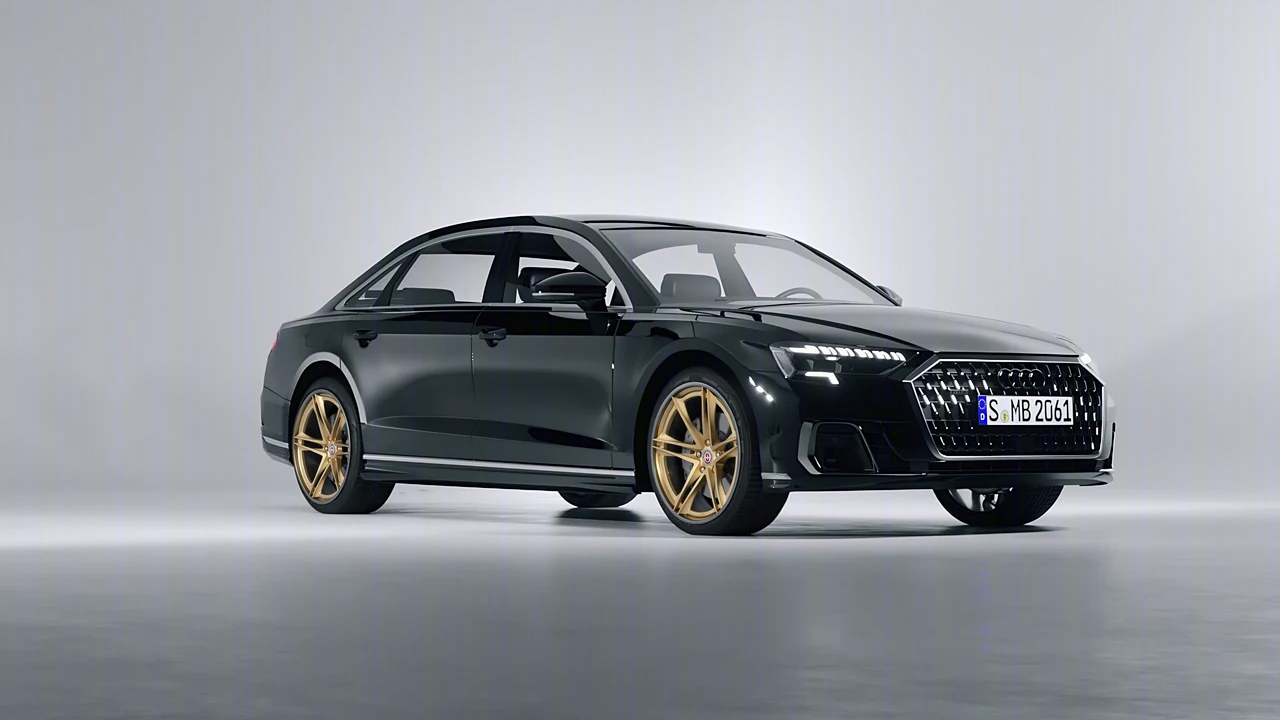 Audi A8 L 2022 on HRE Performance Wheels S207H forged wheels, front three-quarter view