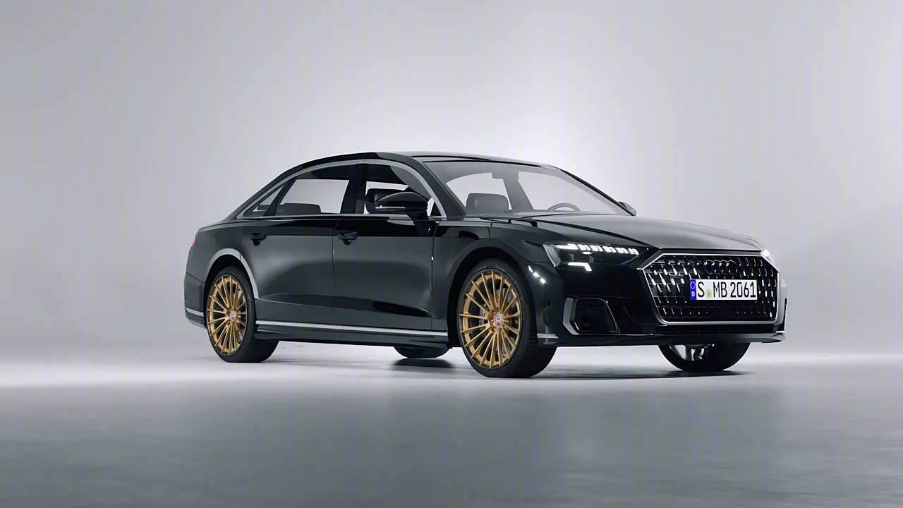Audi A8 L 2022 on HRE Performance Wheels S209H forged wheels, front three-quarter view