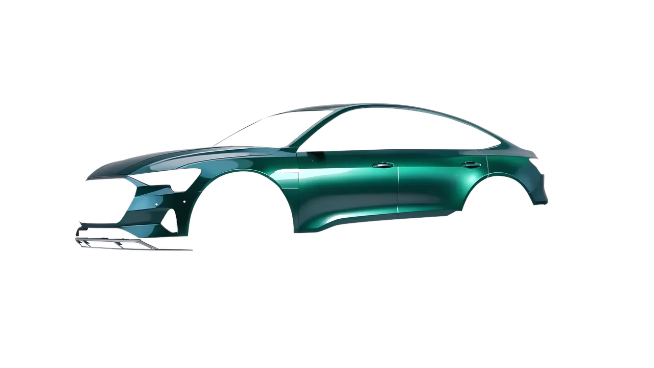 Audi E Tron Sporback 2024 wrapped in Green Black Iridescent Gloss (KPMF K75460), front three-quarter view