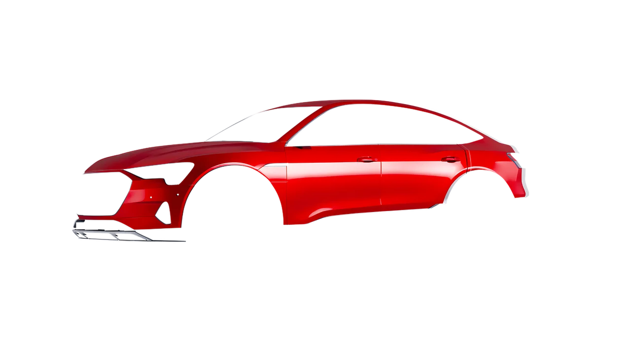 Audi E Tron Sporback 2024 wrapped in Luscious Lips Gloss (ORACAL 970RA-961G), front three-quarter view