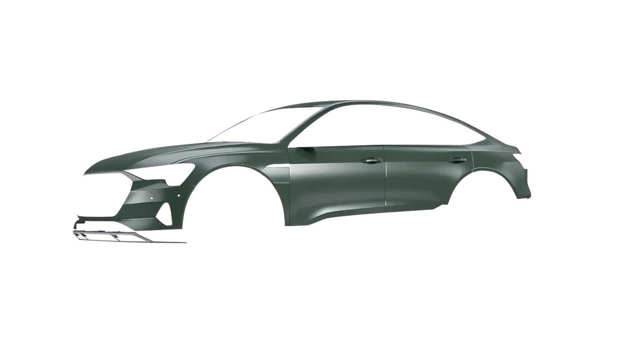 Audi E Tron Sporback 2024 wrapped in Matt Platinum Dark Sage (KPMF K75560), front three-quarter view