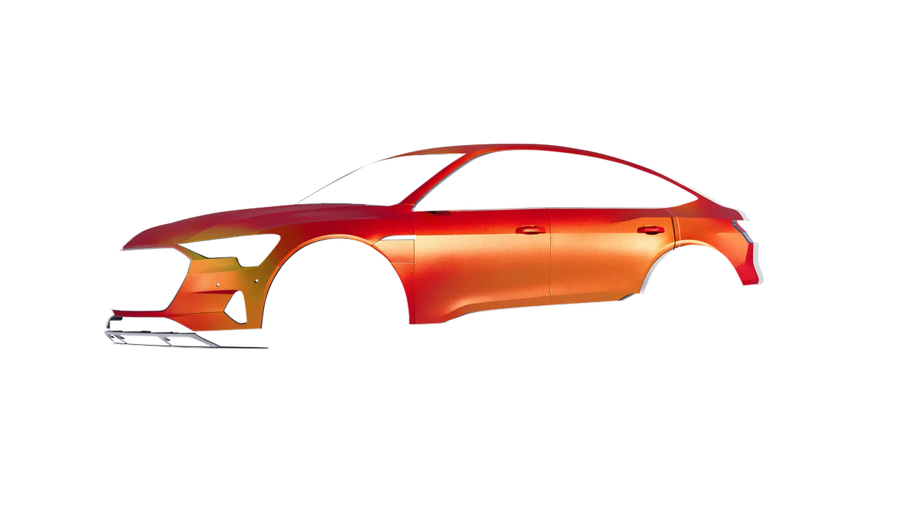 Audi E Tron Sporback 2024 wrapped in Sunset Shift Matt (ORACAL 970RA-100M), front three-quarter view