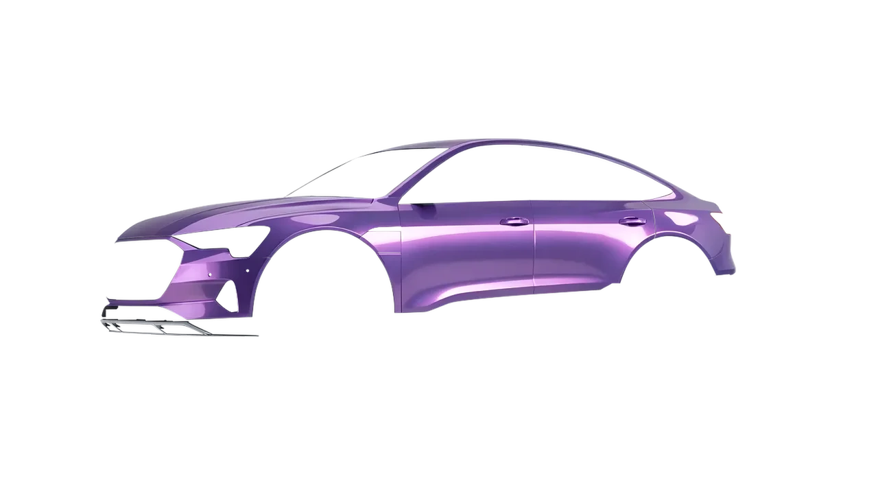 Audi E Tron Sporback 2024 wrapped in Violet Haze Gloss (KPMF K75473), front three-quarter view
