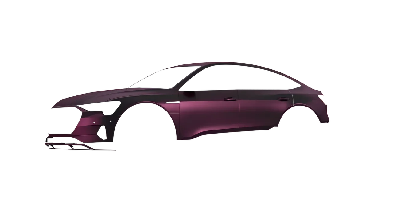 Audi E Tron Sporback 2024 wrapped in Frozen Mystic Pink Matt (KPMF K75575), front three-quarter view