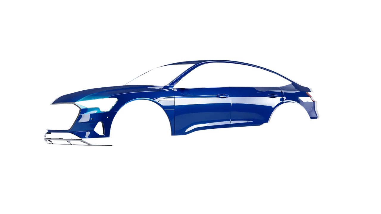 Audi E Tron Sporback 2024 wrapped in Blue Gloss (ORACAL 970RA-067G), front three-quarter view