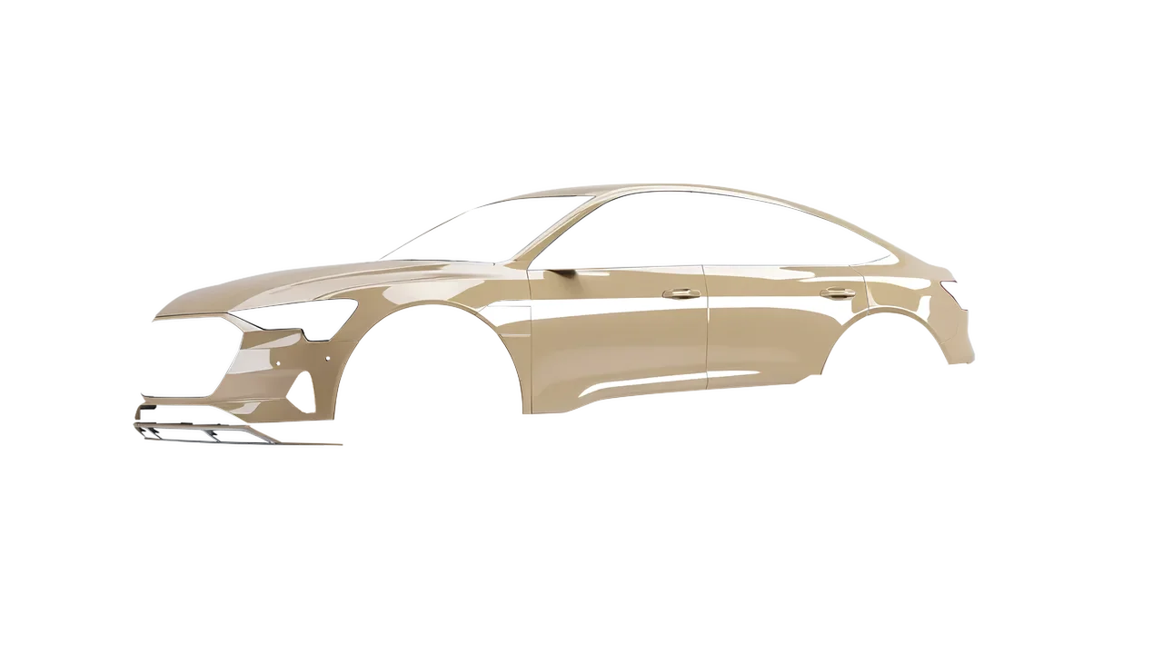 Audi E Tron Sporback 2024 wrapped in Desert Storm Gloss (KPMF K75457), front three-quarter view