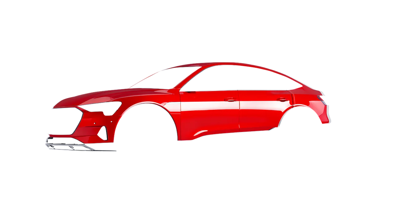 Audi E Tron Sporback 2024 wrapped in Geranium Red Gloss (ORACAL 970RA-305G), front three-quarter view