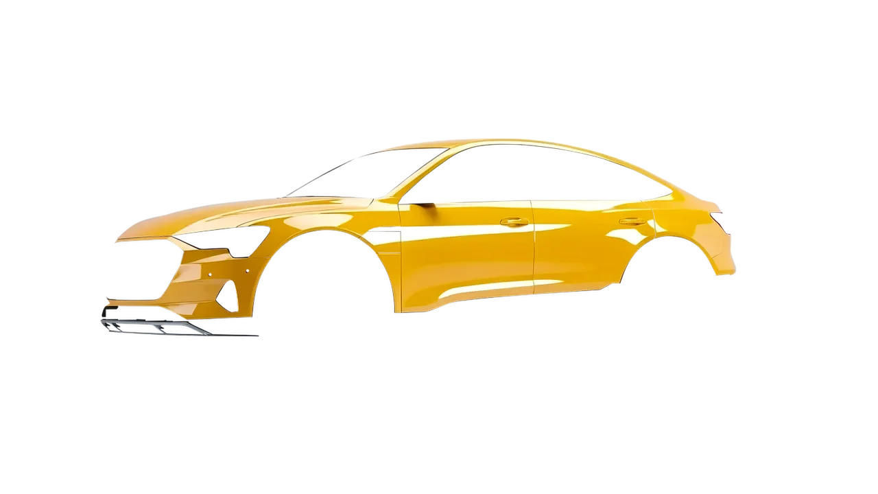 Audi E Tron Sporback 2024 wrapped in Honey Yellow Gloss (KPMF K75436), front three-quarter view