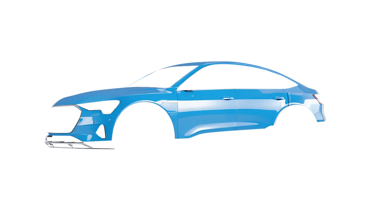 Audi E Tron Sporback 2024 wrapped in Ice Blue Gloss (ORACAL 970RA-056G), front three-quarter view