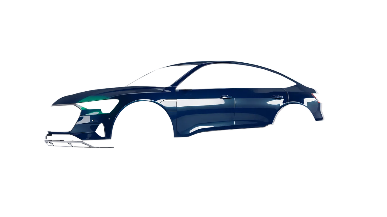 Audi E Tron Sporback 2024 wrapped in Indigo Blue Gloss (ORACAL 970RA-544G), front three-quarter view
