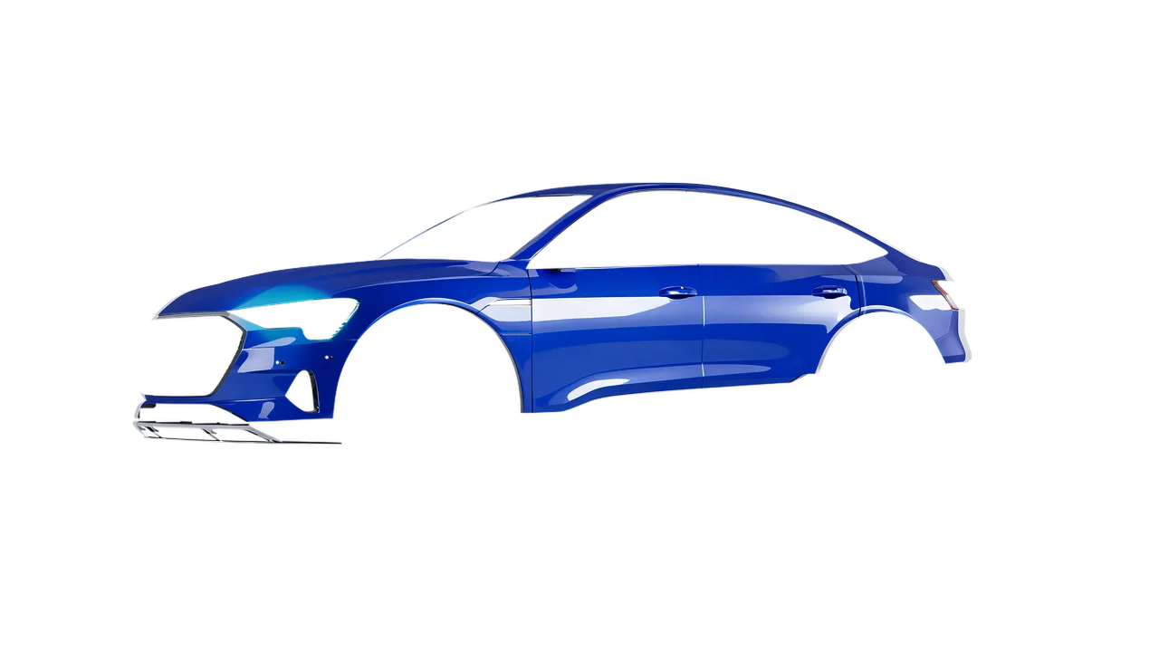 Audi E Tron Sporback 2024 wrapped in King Blue Gloss (ORACAL 970RA-049G), front three-quarter view