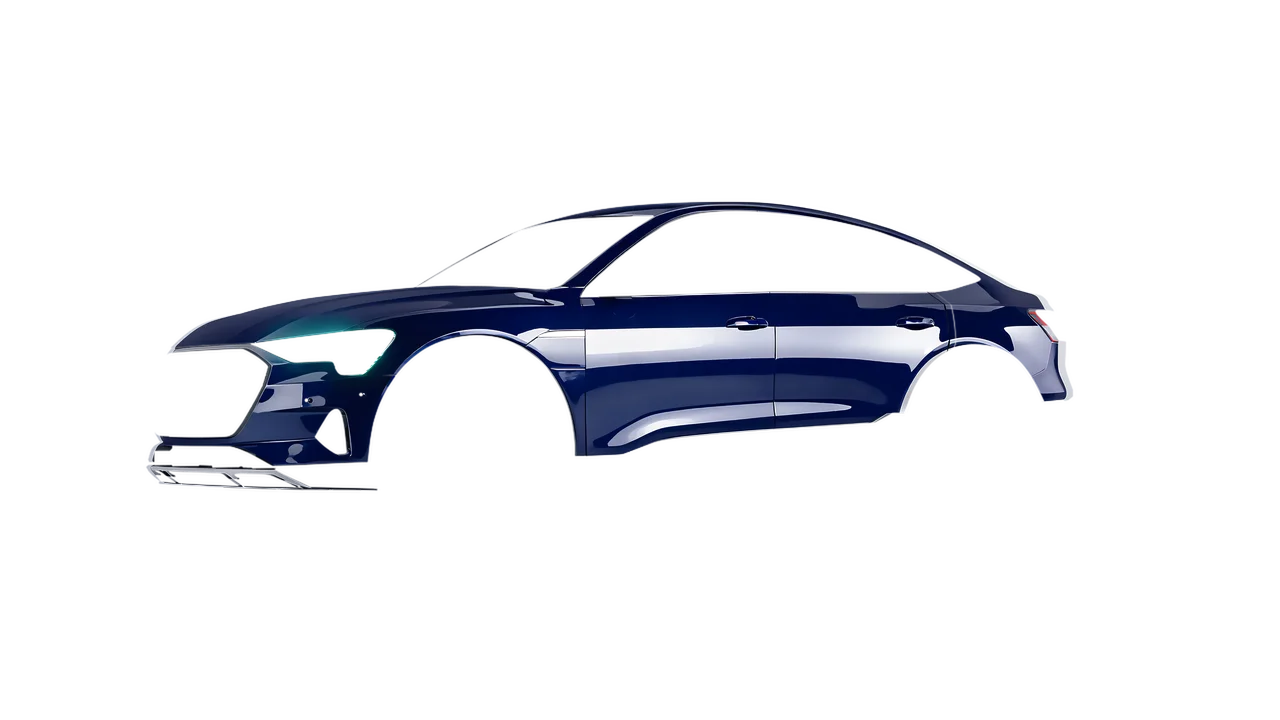 Audi E Tron Sporback 2024 wrapped in Light Navy Gloss (ORACAL 970RA-564G), front three-quarter view