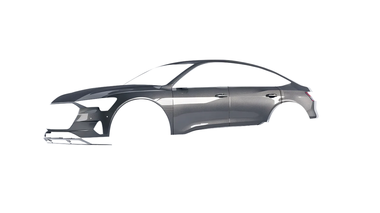 Audi E Tron Sporback 2024 wrapped in Aluminium Gloss (ORACAL 970RA-908G), front three-quarter view
