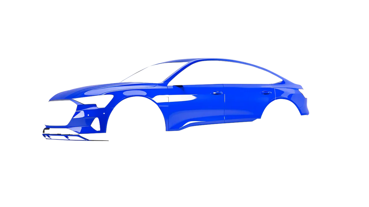 Audi E Tron Sporback 2024 wrapped in Atlantic Pearl Gloss (KPMF K75402), front three-quarter view