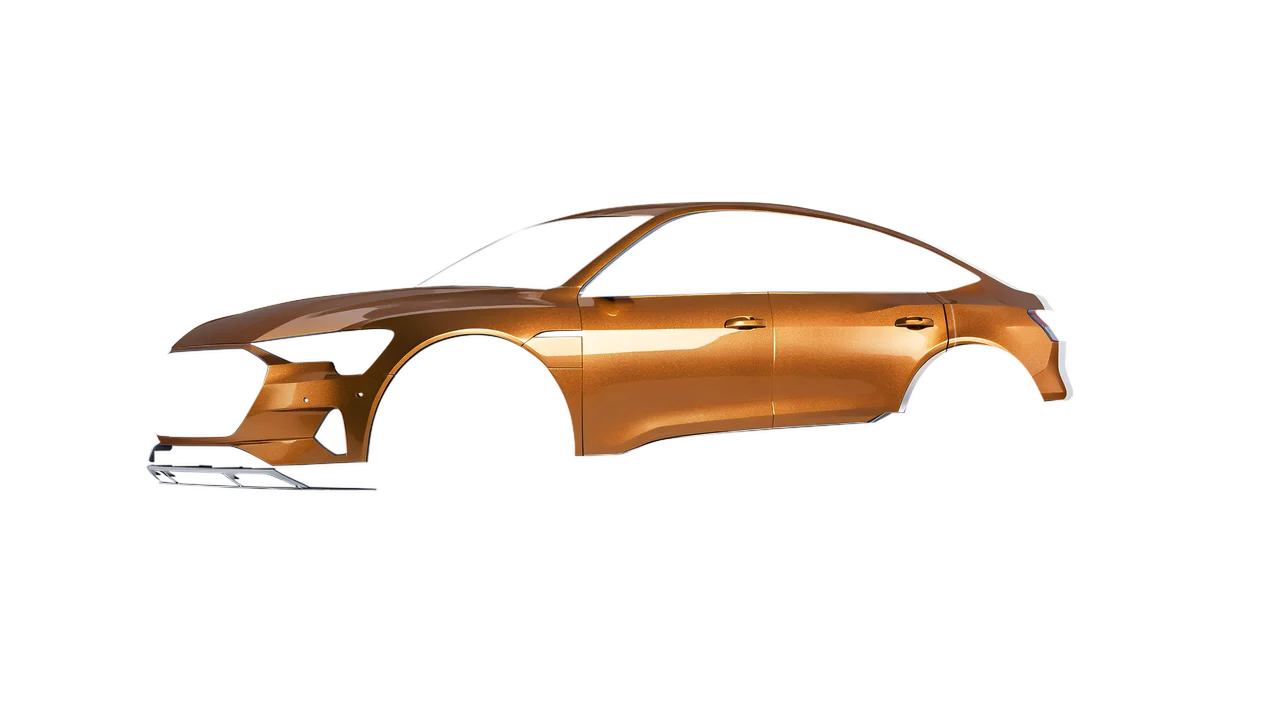 Audi E Tron Sporback 2024 wrapped in Bronze Gloss (ORACAL 970RA-920G), front three-quarter view