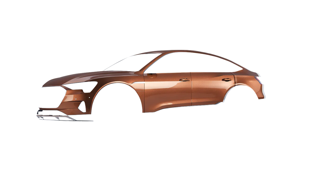 Audi E Tron Sporback 2024 wrapped in Bronze Antique Gloss (ORACAL 970RA-921G), front three-quarter view